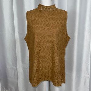 Sleeveless Brown Lace Shirt - XXL
